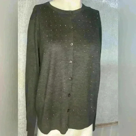Stitchcount Sweaters - Stitchcount NWT gray, Size L, rhinestones, New Year’s Eve, glamour, diamonds